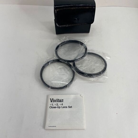VIVITAR‎ Close Up Lens Set 49mm  No. 1, No. 2 & No. 4  w/case and manual - Picture 1 of 4